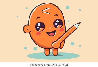 Set of Yellow Pencil Characters, Cute Pencils with Funny Faces and Different Emotions Cartoon Vector Illustration,The cute pencil is waving the hand of illustration
