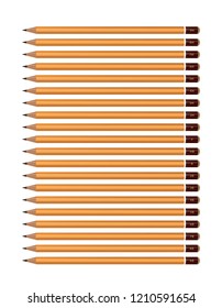 A set of yellow pencils of various hardness. Vector image on white background. EPS 10