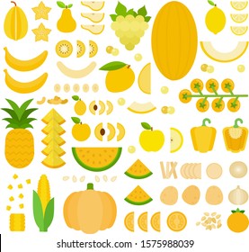 Set of Yellow Products icons flat vector illustration