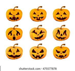 set of yellow pumpkins for Halloween