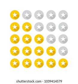 Set of yellow rating stars. Vector illustration