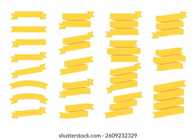 Set of Yellow Ribbon Banners and Labels - Flat Design Illustration