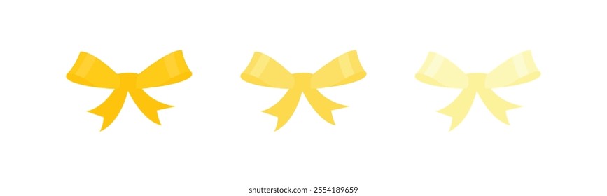 Set of yellow ribbons for celebration christmas gifts and birthday gifts, set of yellow ribbons with flat design isolated on white background, ribbons for business and design.