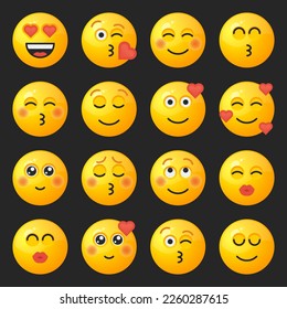 Set of yellow round emoticons