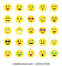 Set Yellow Round Emoticons Set Emoji Stock Vector (royalty Free 