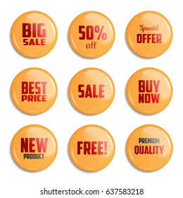 Set Yellow Sale Badges. Vector illustration