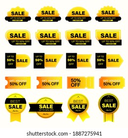 Set of yellow sales label. Banner discount design for marketing .