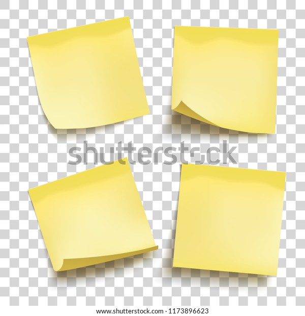 黄色い紙のセット 付箋4枚 ベクターイラスト のベクター画像素材 ロイヤリティフリー