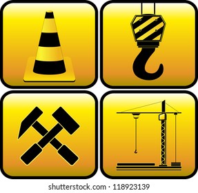 set yellow sign - symbol construction