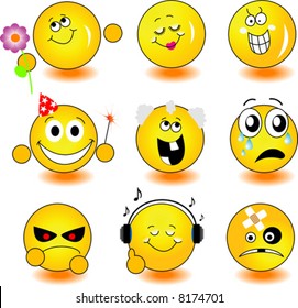 Set of yellow smileys
