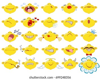 Set of yellow smileys. Emotions and mood. EPS10 vector illustration