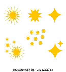 Conjunto de estrellas brillantes amarillas o sol