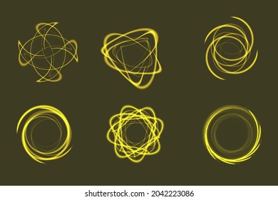 Set von gelben Spezialeffekt-Grafik-Element-Ressourcen mit glänzendem Glüheffekt. kann für Zeichen, Ressourcen, Elemente, Sammlung, Symbol, Ornamentendesign verwendet werden