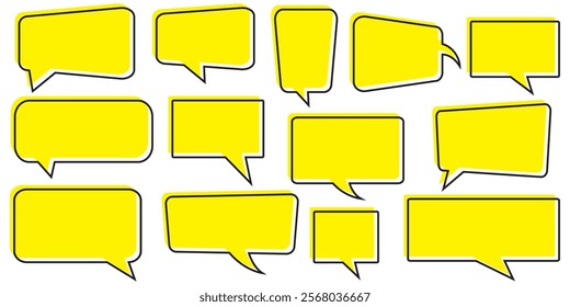 Set of yellow speech bubble collection .set of yellow speech bubble cartoon box icon set . speech bubble vector. comment box icon vector set. 