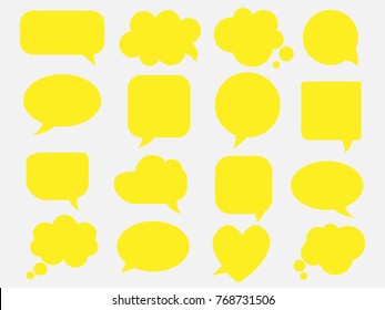 Set of yellow speech bubbles