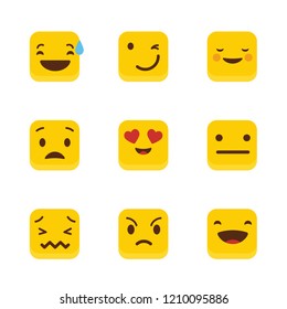 Set of Yellow square emojis design vector