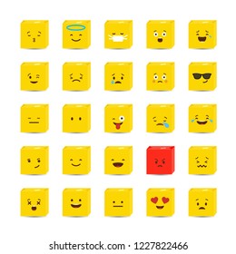Set of Yellow square emojis design vector