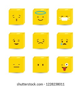 Set of Yellow square emojis design vector