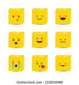 Set of Yellow square emojis design vector