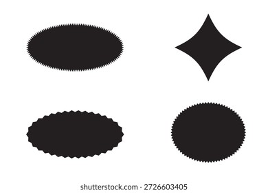 Set von gelben Stern Burst Form Tags zum Preis. Kreisaufkleber. Promo-Abzeichen mit gewellter Kante. Leere Verkauf Aufkleber Sammlung. Sternvektorsymbole.