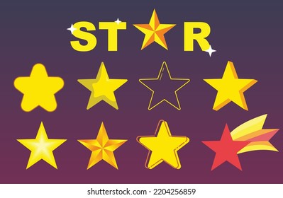 set yellow star collection icon vector illustration EPS10