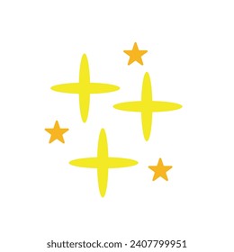 Conjunto de formas vectoriales de estrella amarilla. Se ponen chispas amarillas. Plantillas de diseño, carteles, proyectos, banners, logotipos y tarjetas de visita