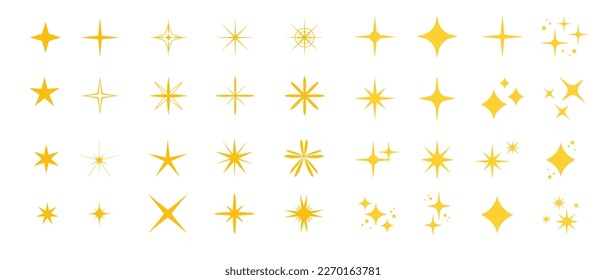 conjunto de estrellas y destellos amarillos sobre un fondo blanco