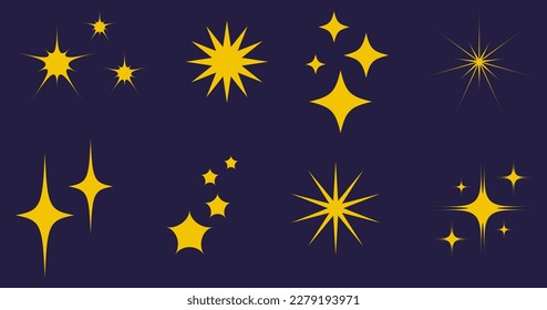 Set of yellow stars in vector