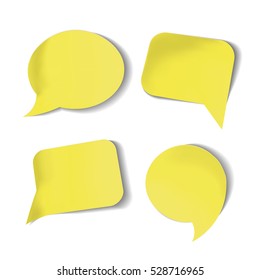 Set of yellow Stick Speech Bubbles Isolated.