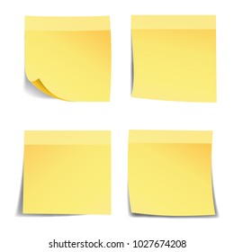 Set yellow sticky papers - stock vector