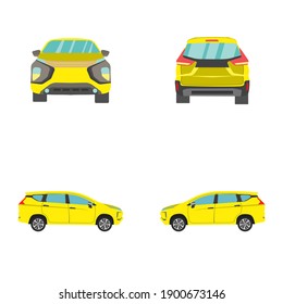set of yellow suv on white background