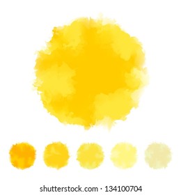 Set of yellow tone water color round shape design for brush, textbox, design element, VECTOR EPS10