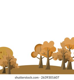 set of yellow tree at autumn for background and poster