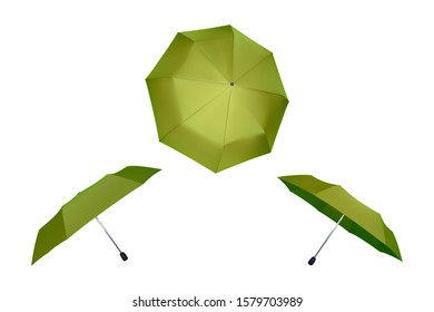 Set of yellow umbrellas. Vector illustration. Protection from rain.