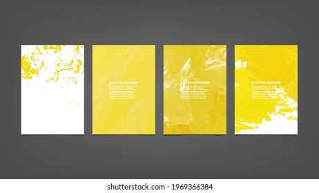 Set of yellow vector watercolor backgrounds for poster, brochure or flyer, Bundle of watercolor posters, flyers or cards. Banner template.