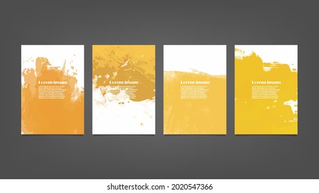 Set of yellow vector watercolor backgrounds for poster, brochure or flyer, Bundle of watercolor posters, flyers or cards. Banner template.