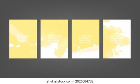 Set of yellow vector watercolor backgrounds for poster, brochure or flyer, Bundle of watercolor posters, flyers or cards. Banner template.
