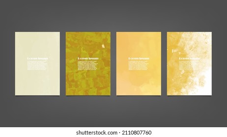Set of yellow vector watercolor backgrounds for poster, brochure or flyer, Bundle of watercolor posters, flyers or cards. Banner template.