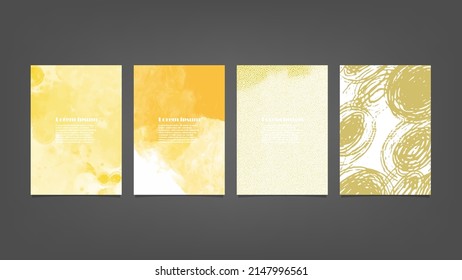 Conjunto de fondos de acuarela vectorial amarilla para afiches, folletos o volantes, Conjunto de afiches, volantes o tarjetas de acuarela. Plantilla de banner.