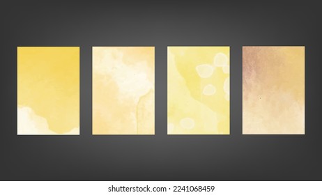 Conjunto de fondos de acuarela vectorial amarilla para afiches, folletos o volantes, Conjunto de afiches, volantes o tarjetas de acuarela. Plantilla de banner.