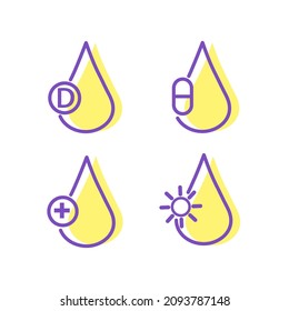 Set of yellow Vitamin D. Simple Icon or symbol, logo illustration and web design. Vector  