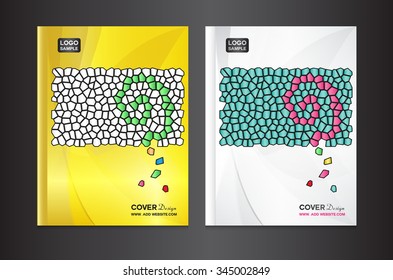 set yellow and white Cover design template vector, brochure flyer, Annual report  Layout, book, booklet, poster, leaflet