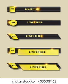 Set of yellow-black banners of lower third. Vector illustration.