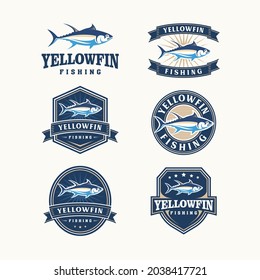 Set Yellowfin Emblem Design Vector