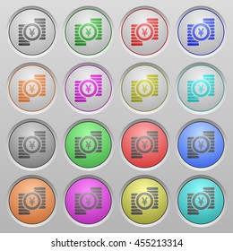 Set of Yen coins plastic sunk spherical buttons.