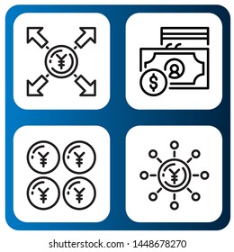 Set of yen icons such as Yen, Currency , yen