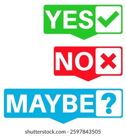set yes no maybe icon sign. label Check box Check mark icon quality approved vector illustration