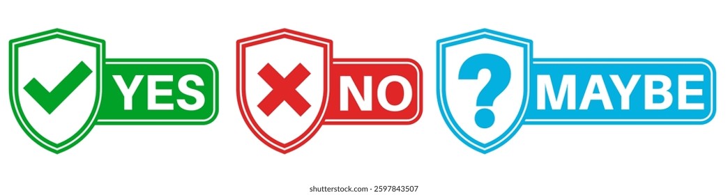 set yes no maybe icon sign. label Check box Check mark icon quality approved vector illustration