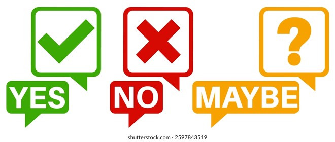 set yes no maybe icon sign. label Check box Check mark icon quality approved vector illustration
