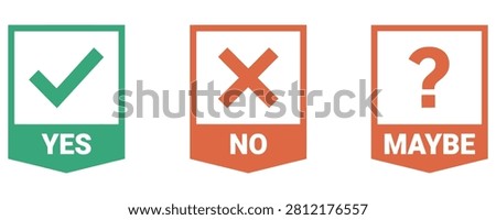 Set of yes no maybe icons with check mark cross and question mark symbols for decision making